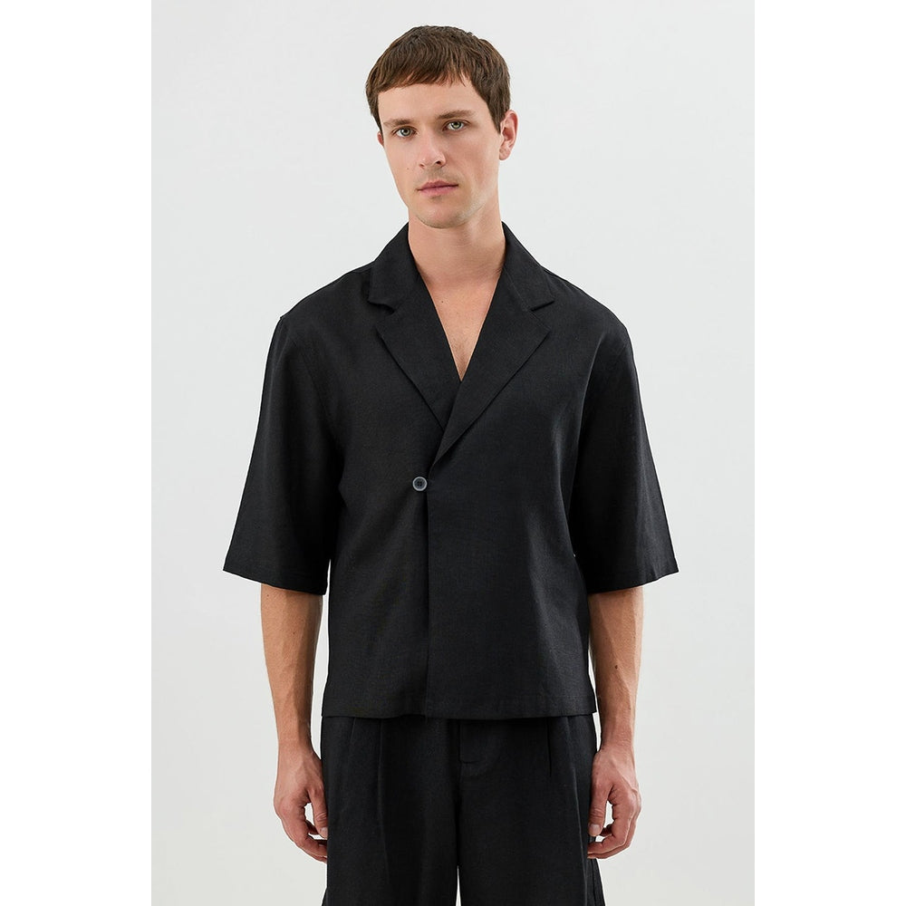 Antioch Mens Linen Shirt In Black