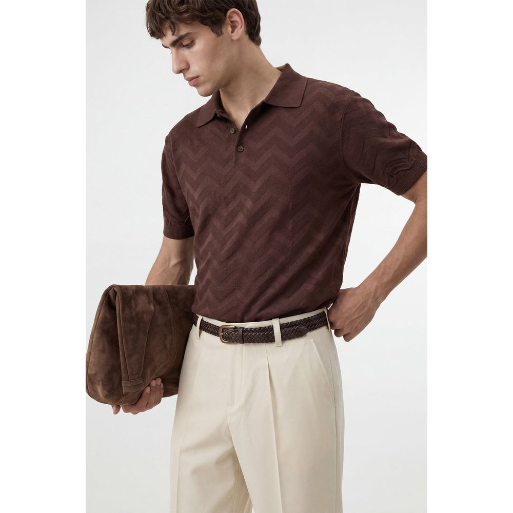Antioch Mens Knitwear Golfer In Brown