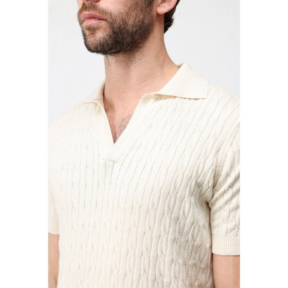 Antioch Mens Knitwear Golfer In Natural