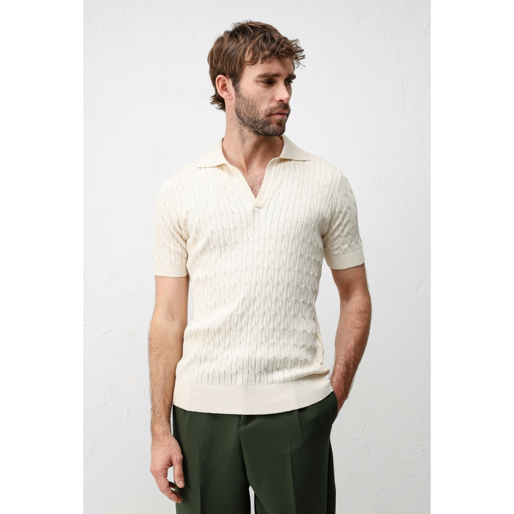 Antioch Mens Knitwear Golfer In Natural