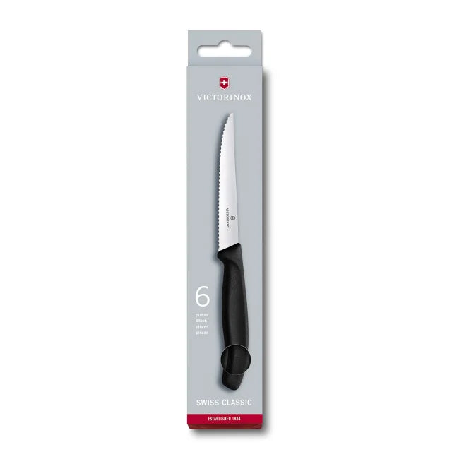 Victorinox 6 Piece Steak Pointed Knives Box In Black