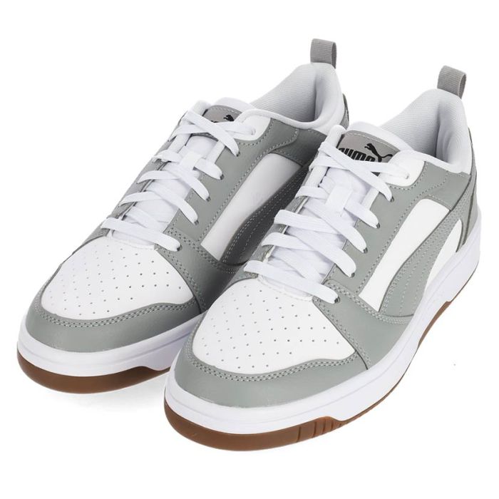 Puma Adults White-Gray Echo-Black Rebound V6 Low Sneakers