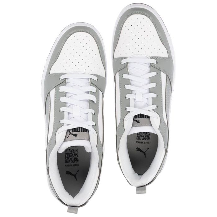 Puma Adults White-Gray Echo-Black Rebound V6 Low Sneakers