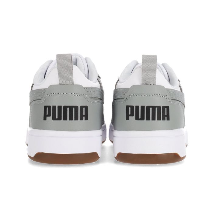 Puma Adults White-Gray Echo-Black Rebound V6 Low Sneakers