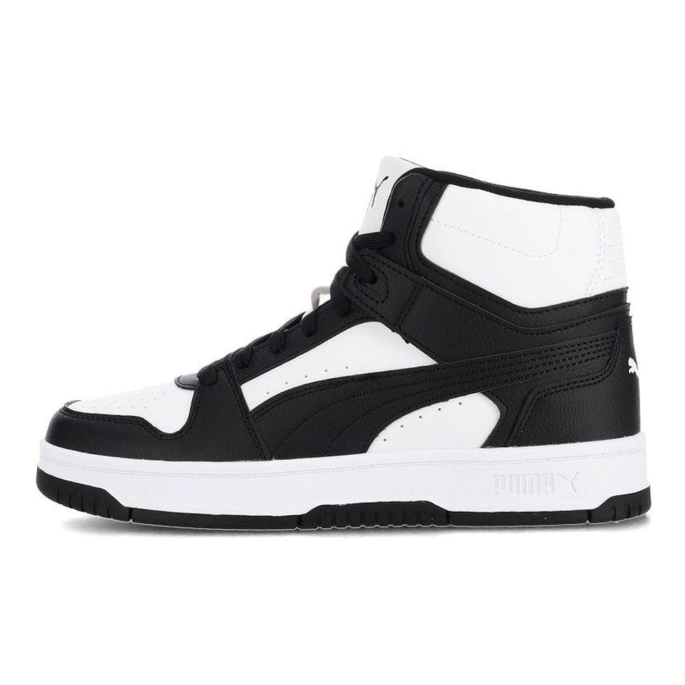 Puma Kids Rebound Slam Mid Jr Shoes In White & Black