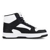 Puma Kids Rebound Slam Mid Jr Shoes In White & Black