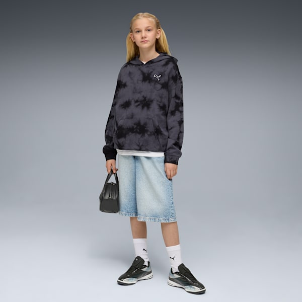 Puma Unisex Elevated Relaxed Tie-Dye Hoodie In Black