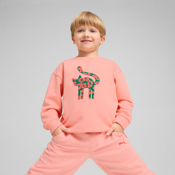 Puma Girls Cats Club Crew Top In Peach