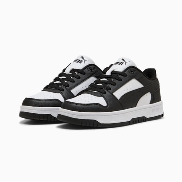 Puma Boys Rebound Slam Lo Ac+ Shoes In Black & White