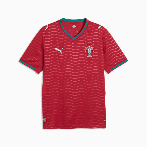 Puma Mens Portugal FPF Home Jersey In Club Red-Green Lagoon
