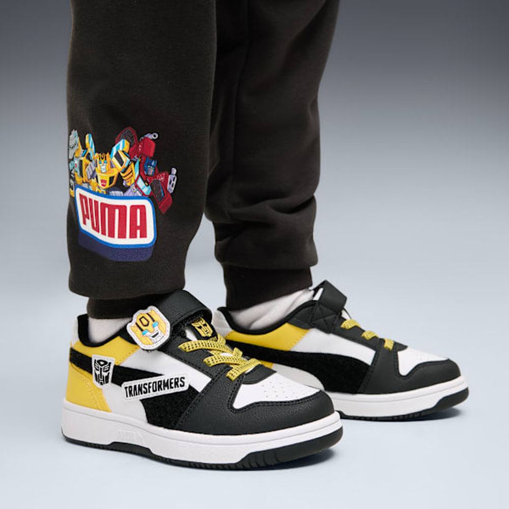 Puma Boys Transformers Rebound Slam Lo Ac+ Sneakers in Black & Yellow