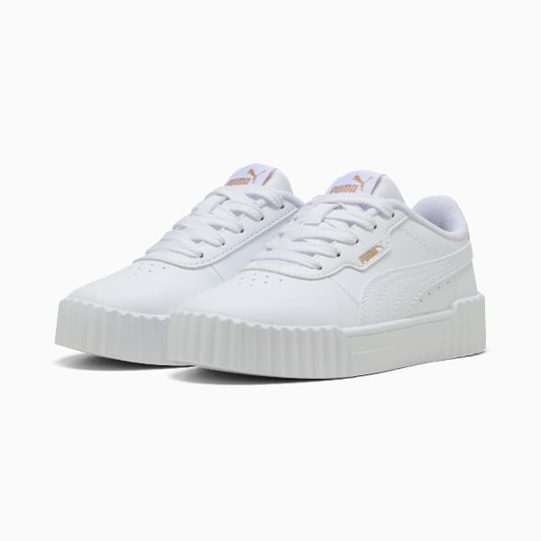 Puma Girls Carina 3.0 Shoes In White & Gold