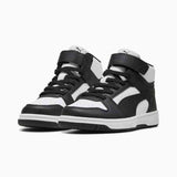 Puma Boys Rebound Slam Mid Jr Sneakers In Puma White/Puma Black