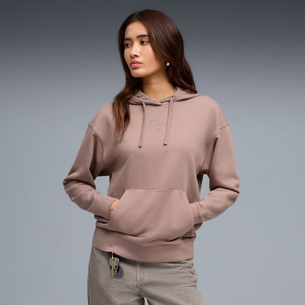 Puma Womens Script Comfort Hoodie In Sandstone