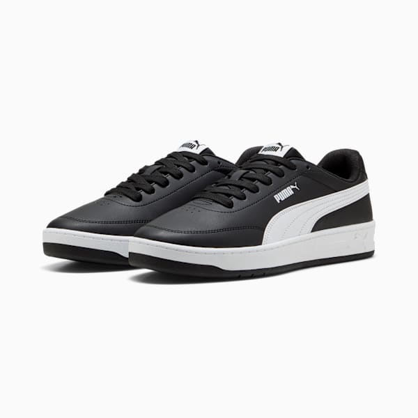 Puma Mens Court Classic Clean Shoes In Black & White
