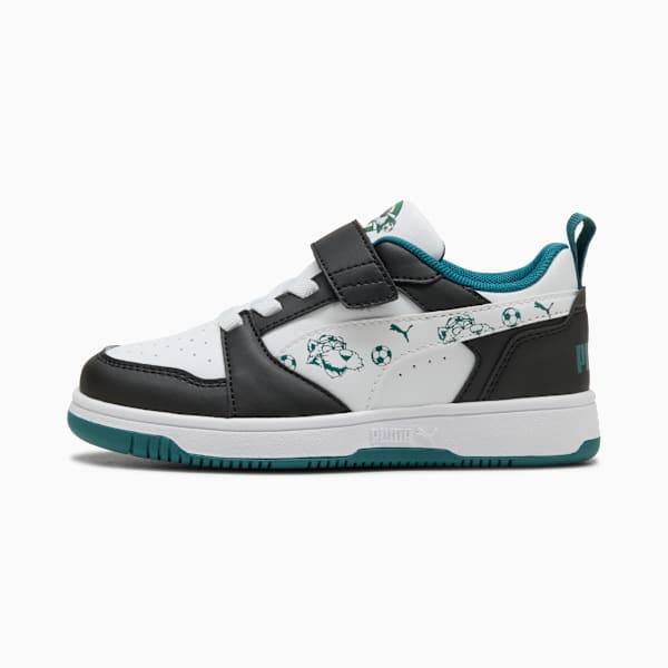 Puma Boys Rebound V6 Lo Super Ac+Ps Sneakers In White Multi