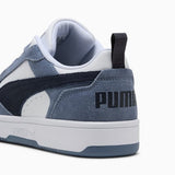 Puma Mens Rebound V6 Low Suede Shoes In Grey & Navy