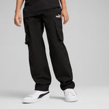 Puma Boys Essential No.1 Logo Woven Cargo Pants In Black