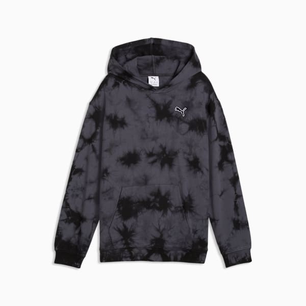 Puma Unisex Elevated Relaxed Tie-Dye Hoodie In Black