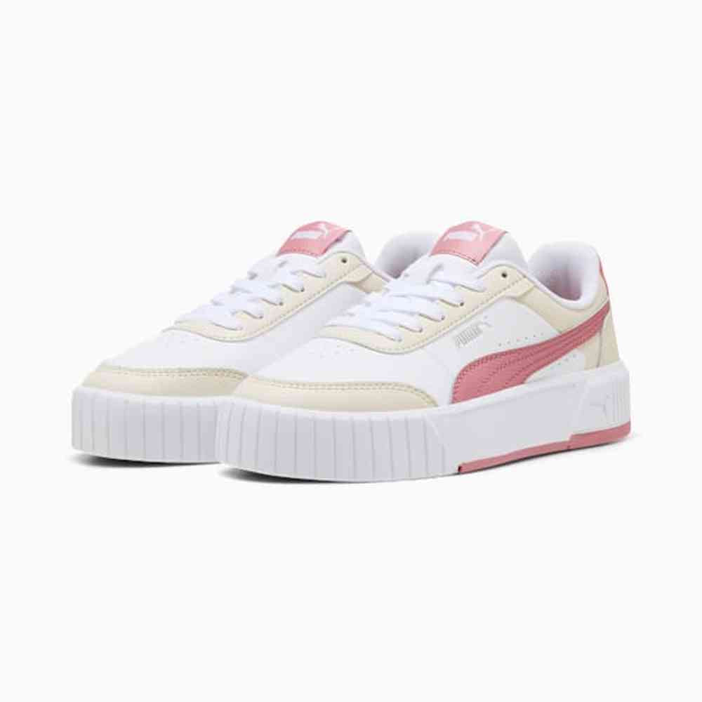 Puma Womens Carina Mia Sneakers In White/Dusky Rosewood/Alpine Snow