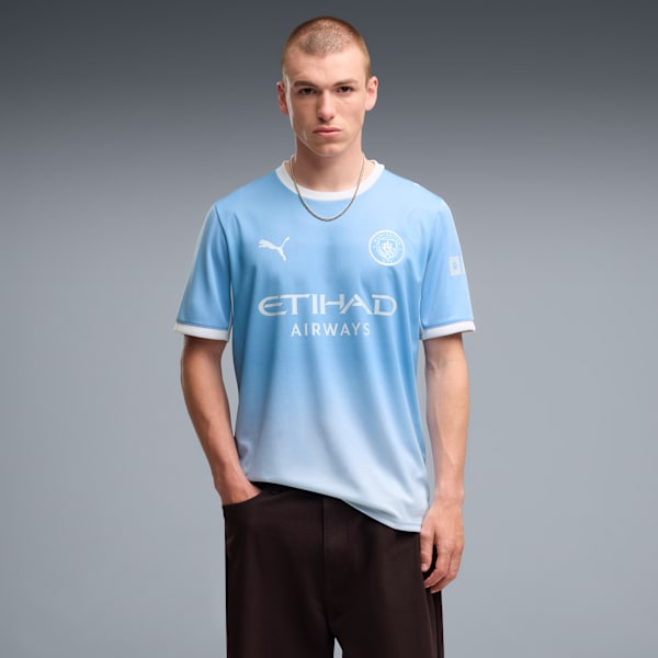 Puma Unisex Manchester Home Jersey Replica T-Shirt In Light Blue