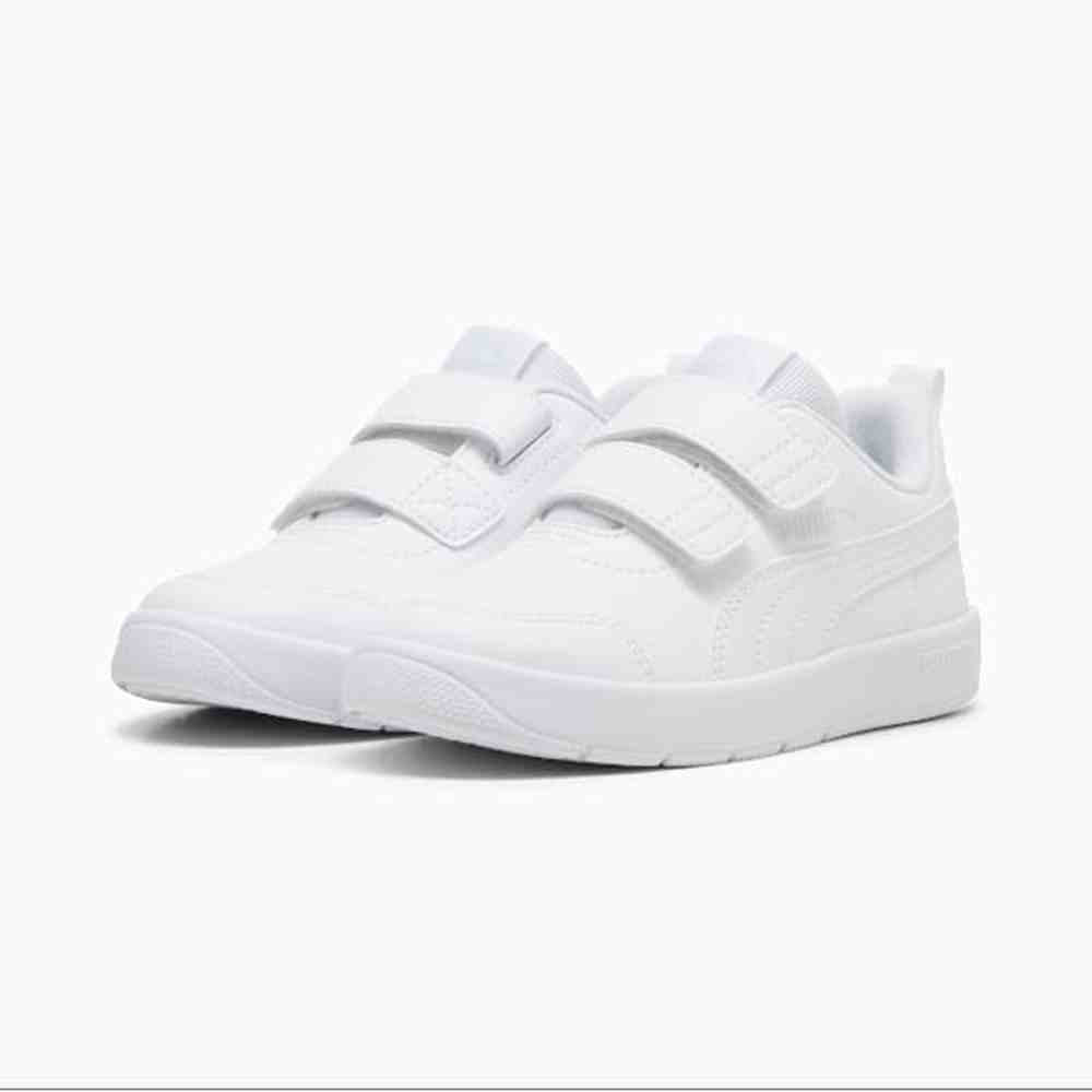 Puma Kids Courtflex V3 Shoes White and Silver