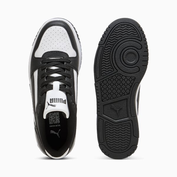 Puma Boys Rebound Slam Lo Ac+ Shoes In Black & White