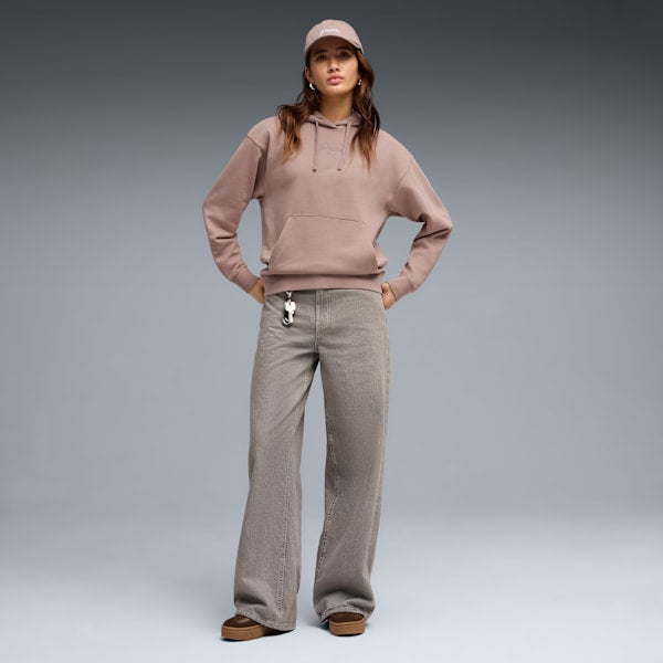 Puma Womens Script Comfort Hoodie In Sandstone