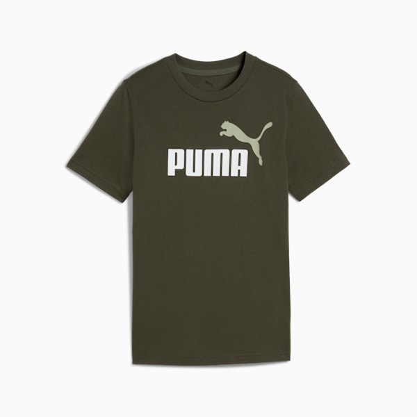 Puma Boys Essential Logo T-Shirt In Dark Green