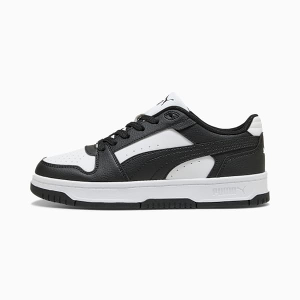 Puma Boys Rebound Slam Lo Ac+ Shoes In Black & White