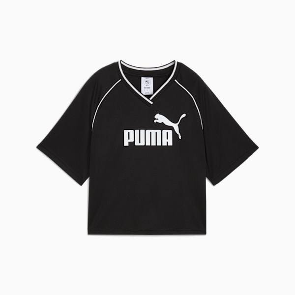 Puma Womens Relaxed Cropped Football T-Shirt In Black