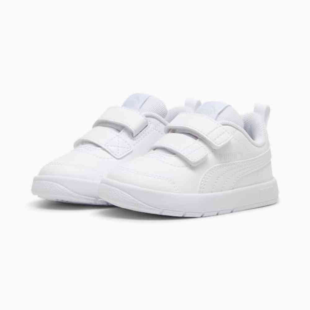 Puma Kids Courtflex V3 V Infant Shoes In White And Silver