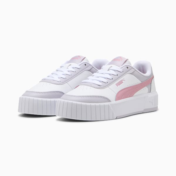 Puma Womens  White-Poisoned Pink Carina Mia Sneakers