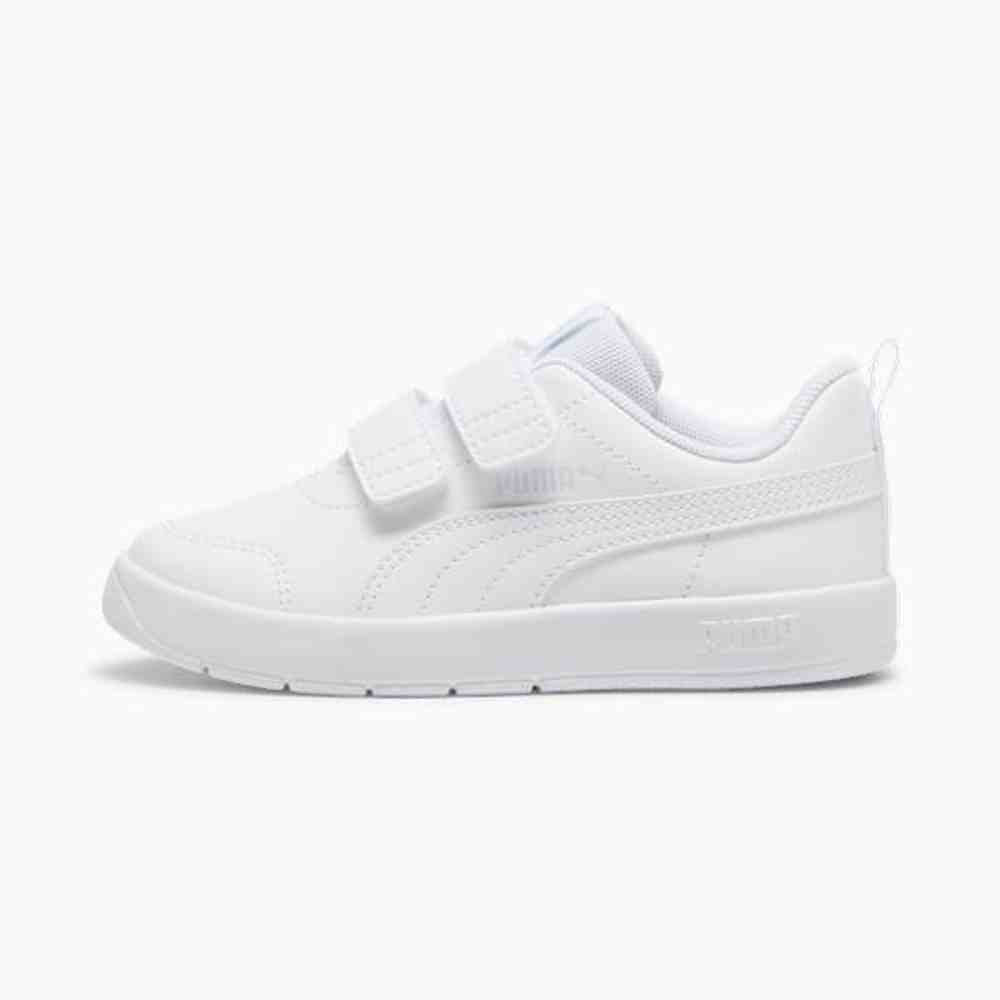 Puma Kids Courtflex V3 Shoes White and Silver
