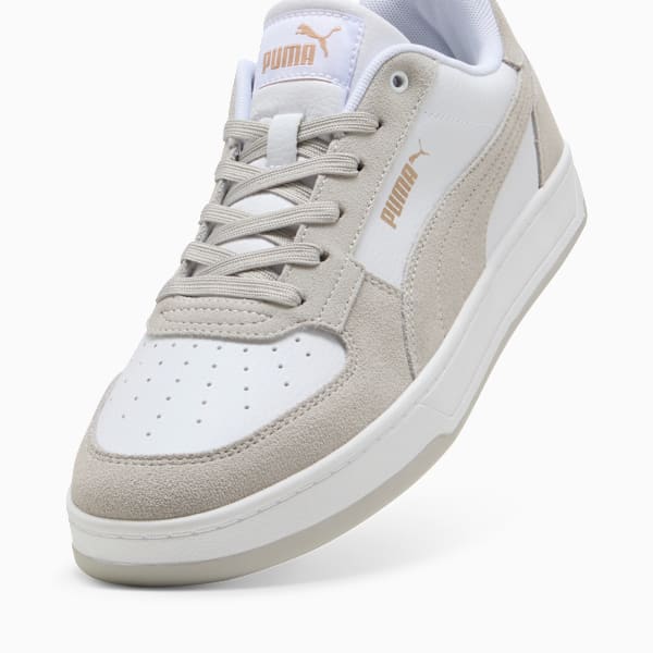 Puma Adults White-Cool Light Grey-Gold Caven 2.0 Mono Sneakers