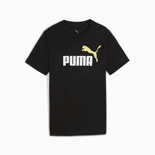 Puma Boys Essential Logo T-Shirt In Black & Yellow
