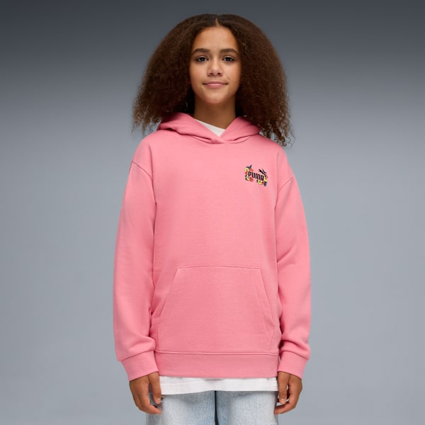 Puma Girls Relaxed Graphic Hoodie In Pink