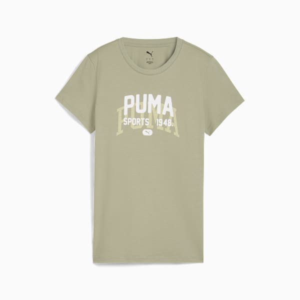 Puma Womens Graphic Varsity  T-Shirt In Army Green