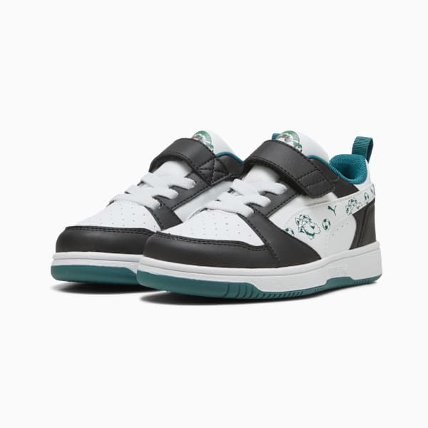 Puma Boys Rebound V6 Lo Super Ac+Ps Sneakers In White Multi