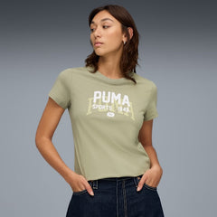 Puma Womens Graphic Varsity  T-Shirt In Army Green