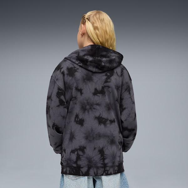 Puma Unisex Elevated Relaxed Tie-Dye Hoodie In Black