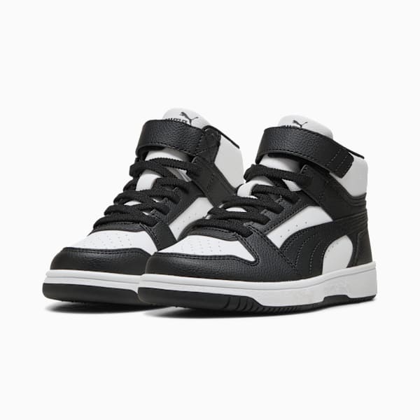Puma Kids Rebound Slam Mid Jr Shoes In White & Black