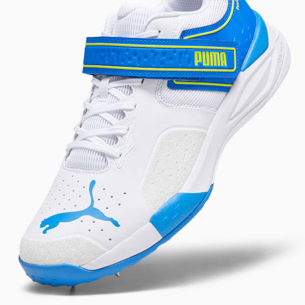Puma Mens Cricket Bowling Shoes In White/Ultra Blue/Yellow