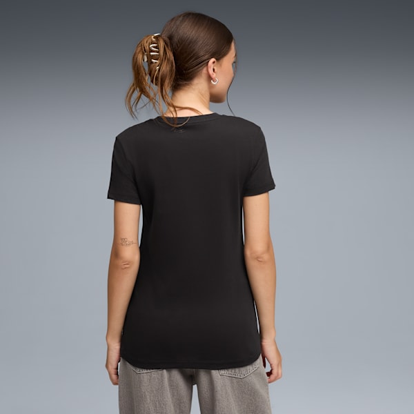 Puma Womens Essential Centered Cat Logo T-shirt In Black