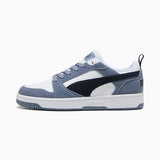 Puma Mens Rebound V6 Low Suede Shoes In Grey & Navy