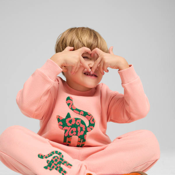Puma Girls Cats Club Crew Top In Peach