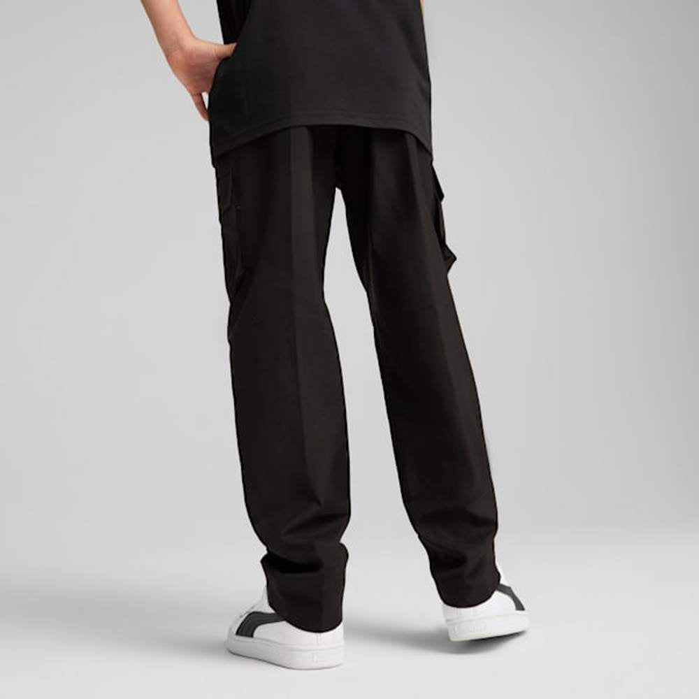 Puma Boys Essential No.1 Logo Woven Cargo Pants In Black