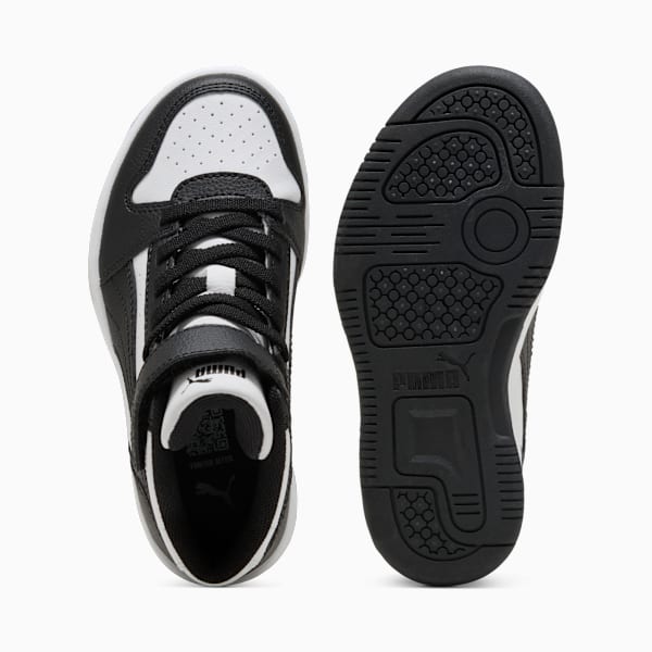 Puma Kids Rebound Slam Mid Jr Shoes In White & Black