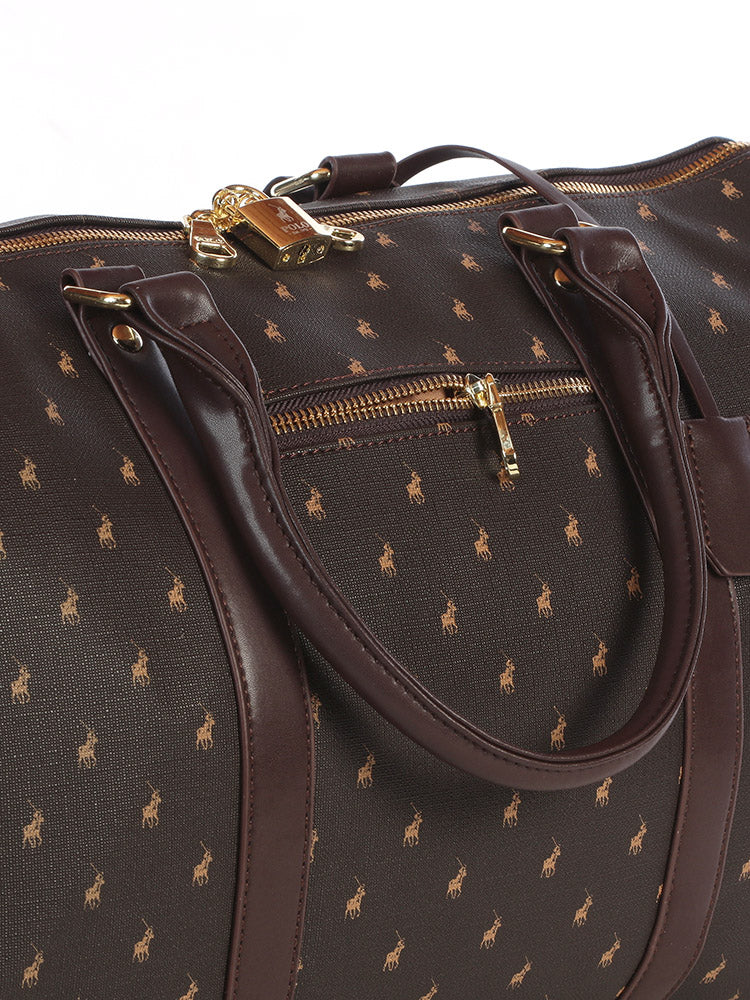 Polo Signature Luggage Trolley Duffel Brown