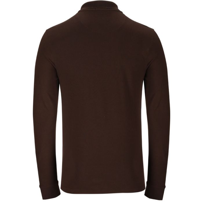 Polo Mens Essential Pique Ls Golfer Brown
